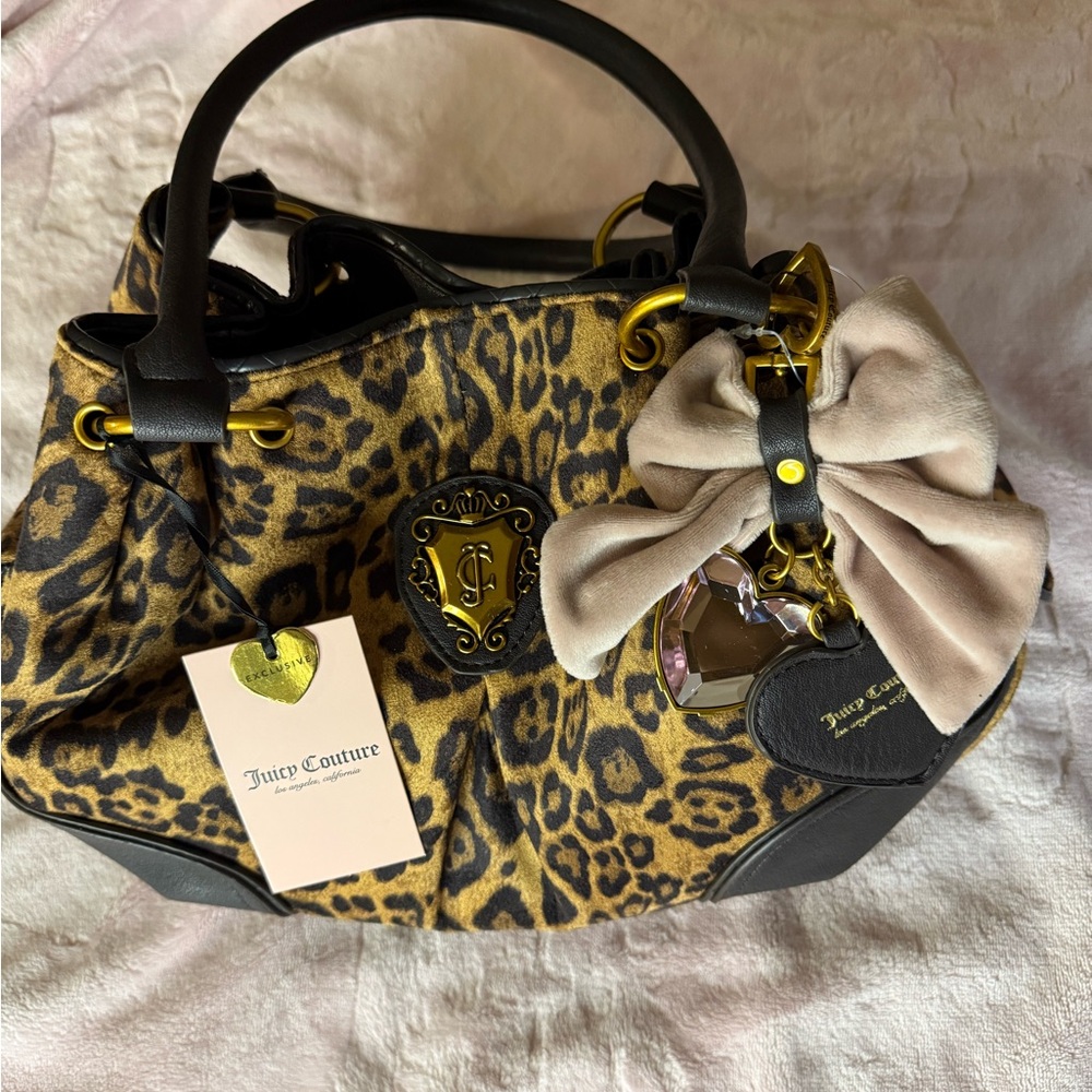 Juicy Couture Leopard Print Satchel with Bow Accent